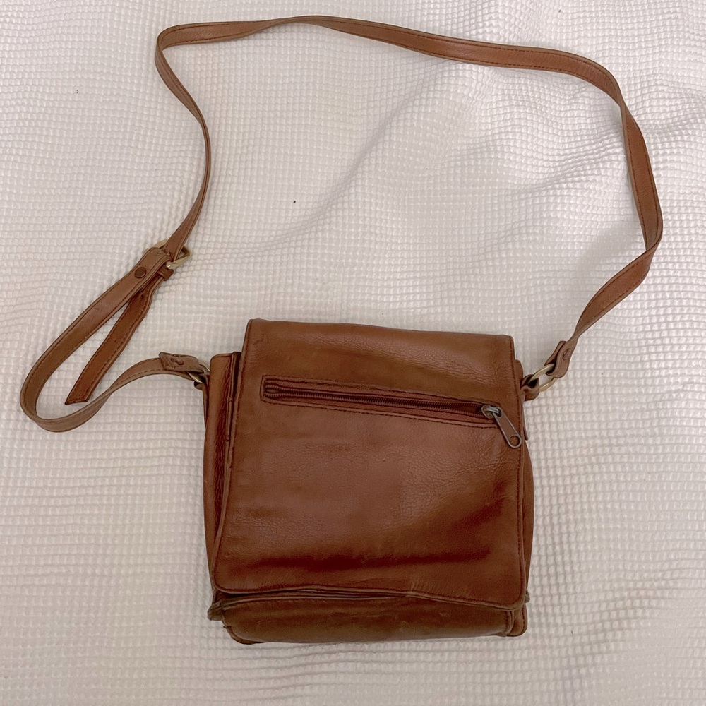 Tan Genuine Leather CrossBody Purse